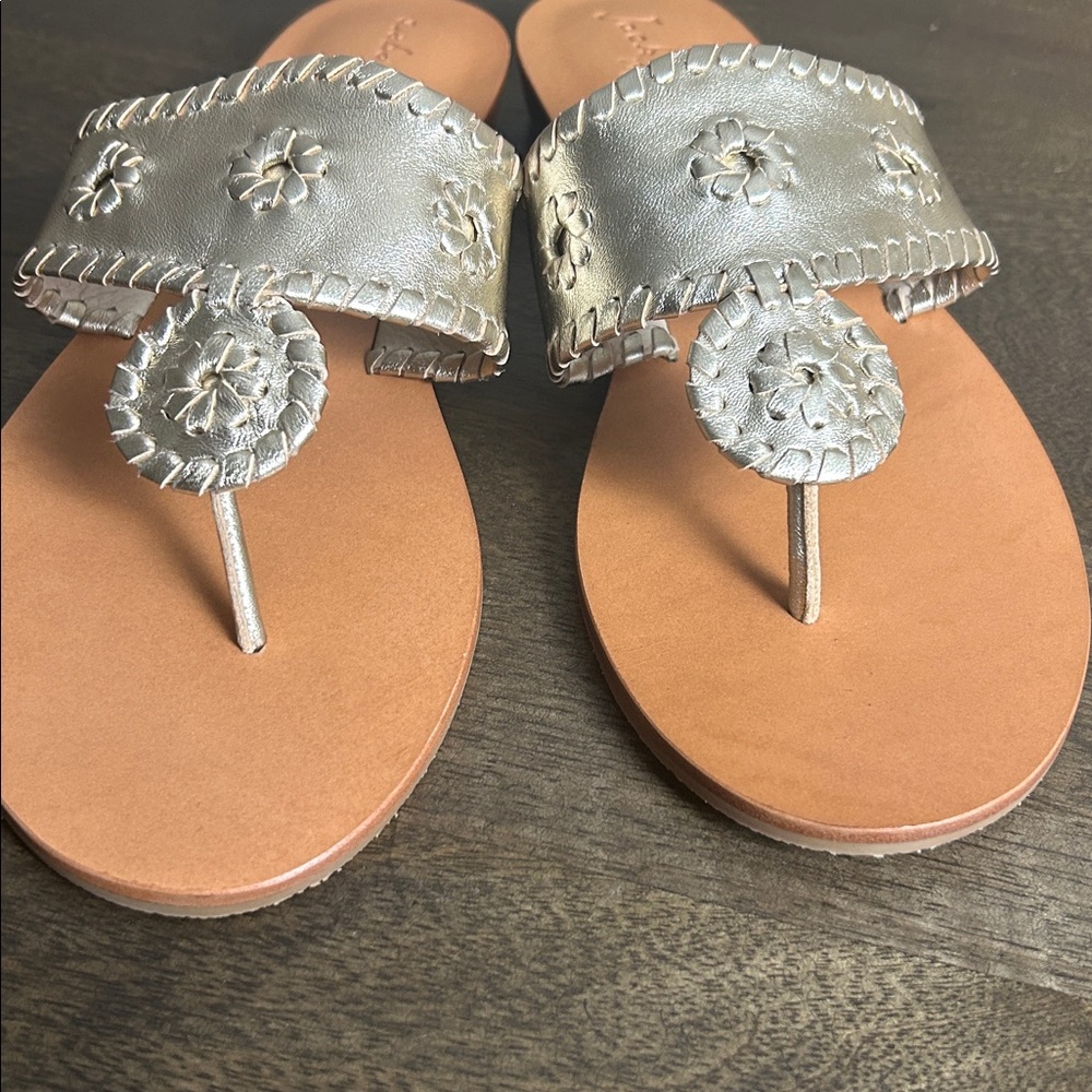 Jack Rogers Gold Champagne Wedge Sandals Size 11M - Picture 6 of 8